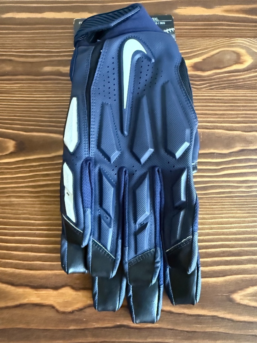 NIKE D-TACK 6.0 DEMOLITION ADULT LINEMAN PADDED FOOTBALL GLOVES NAVY 3XL